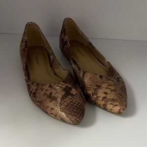 Brown Snakeskin Patterned Women's Flats